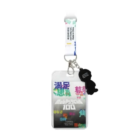 Mob Psycho 100 Merch ID Badge Holder Lanyard Keychain Lanyard w/ Rubber Pendant image {2}