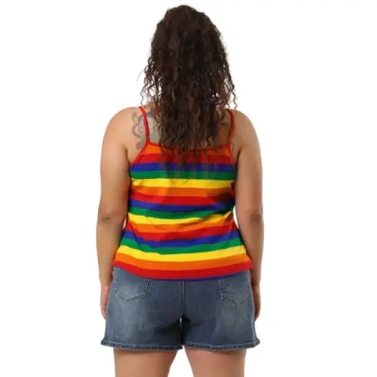 Agnes Orinda Women's Plus Size Stripe Strap Sleeveless Stretch Colorful Camisole image {4}