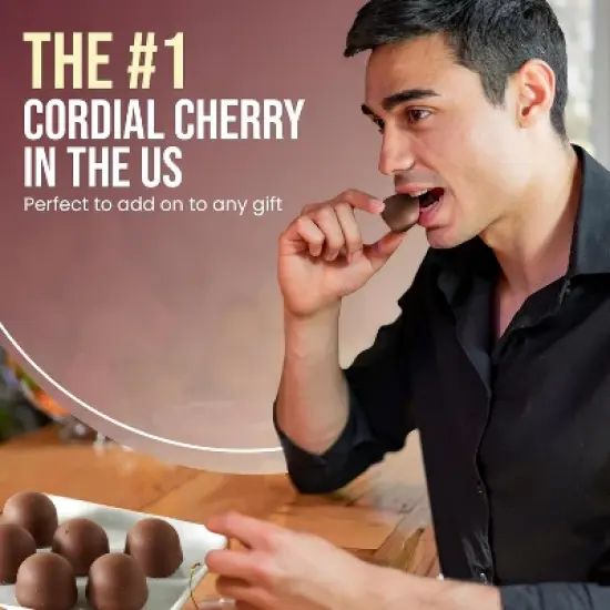 Queen Anne Dark Chocolate Coconut Covered Cordial Cherries | 6.6 Ounces | 10 Piece Gift Box | Whole Cherry Sweet Creamy Fruity Flavor image {4}