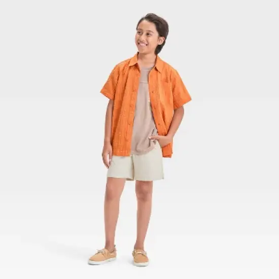 Boys' Short Sleeve Solid Seersucker Button-Down Shirt - Cat & Jack&trade; image {2}