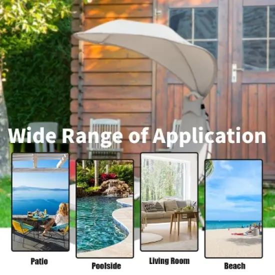 Costway Chaise Lounge Chair with Canopy Hammock Chair with Canopy Orange\Beige\Turquoise image {4}