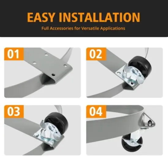 Drum Dolly Barrel Cart - Heavy Duty 5-Wheel Design w/ Dual Brakes & 500kg Capacity, Industrial Roller Trolley for Warehouse, 2 Pack image {2}