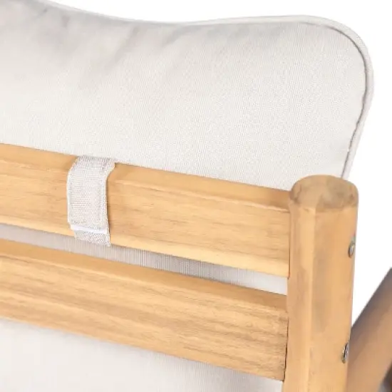 Christopher Knight Home Shane Rustic Patio Acacia Wood Club Chair with Water-Resistant Cushion, Teak /Beige image {8}