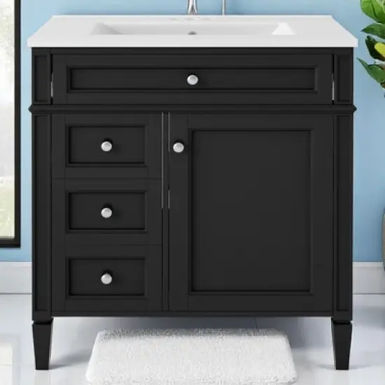 30" Bathroom Vanity with Sink &acirc;&acirc;&sbquo;?MDF and Solid Wood Cabinet, Roman Legs,Undermount Ceramic Sink,Freestanding Cabinet image {7}