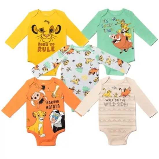 Disney Lion King Winnie the Pooh Mickey Mouse Baby 5 Pack Bodysuits Newborn to Infant image {8}