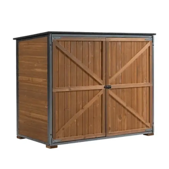 ORRD 50.4"L&times;26.8"W&times;41"H Outdoor Storage Cabinet. Brown metal-framed garden tool shed for backyard/patio/lawn. image {10}