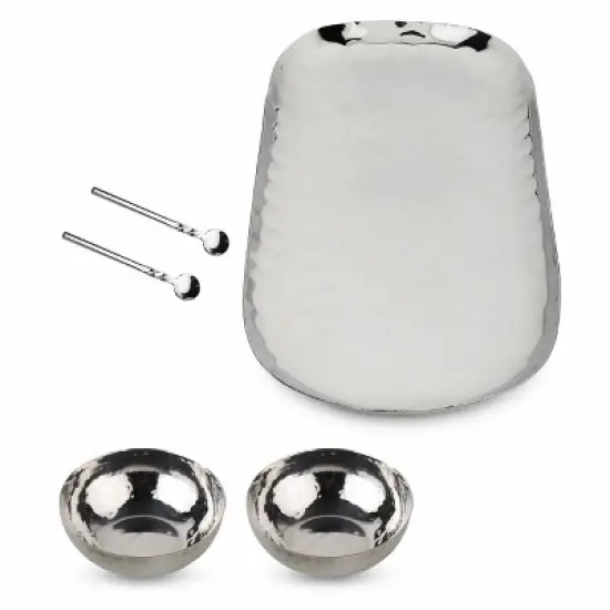 Inox Artisans Polished Hammered Stainless Steel 5 PC Condiment Set image {4}