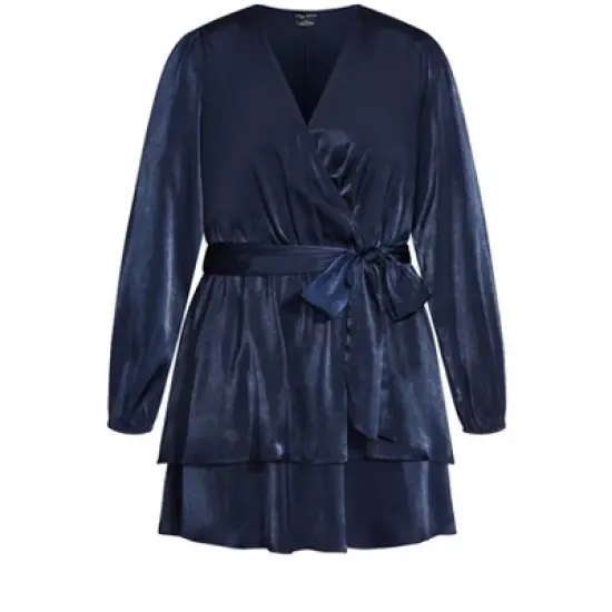 Women's Plus Size Twisted Ruffle Dress - french navy | CITY CHIC image {2}