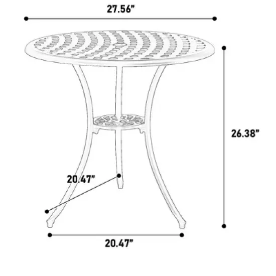 3 Piece Patio Seating Set, Aluminum Patio Accent Chairs Set Of 2 With Umbrella Hole And Cushion,All Weather Metal Bistro Table Set-Maison Boucle image {4}