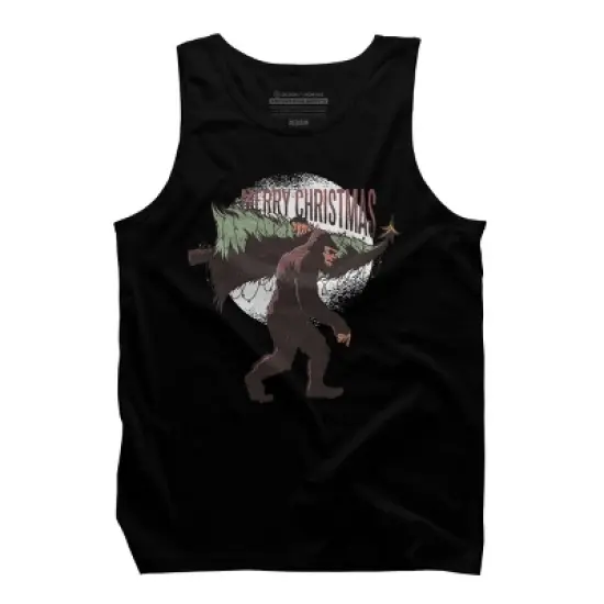 Men's Design By Humans Christmas Bigfoot By ArtStyleAlice Tank Top image {4}