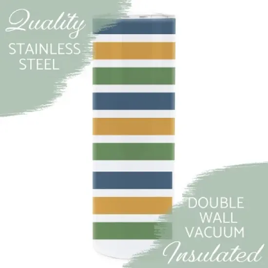 Loved Beyond Measure Ephesians 3:19 Blue Mustard Green Stripe 20 ounce Stainless Steel Travel Tumbler with Lid For Your On The Go Beverages image {2}