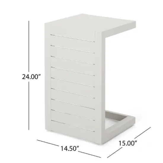 Syemin Patio End Table, C-Shaped Side Table, Compact, Stylish, and Versatile, White, 15"*14.5"*24" image {5}