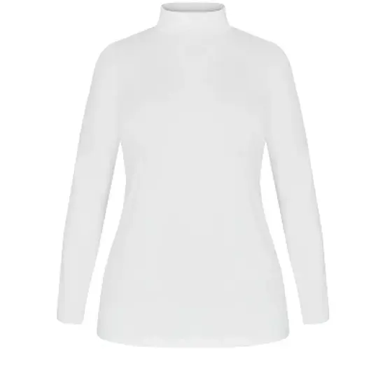 Women's Plus Size Organic Mock Neck Top - white | AVENUE image {2}