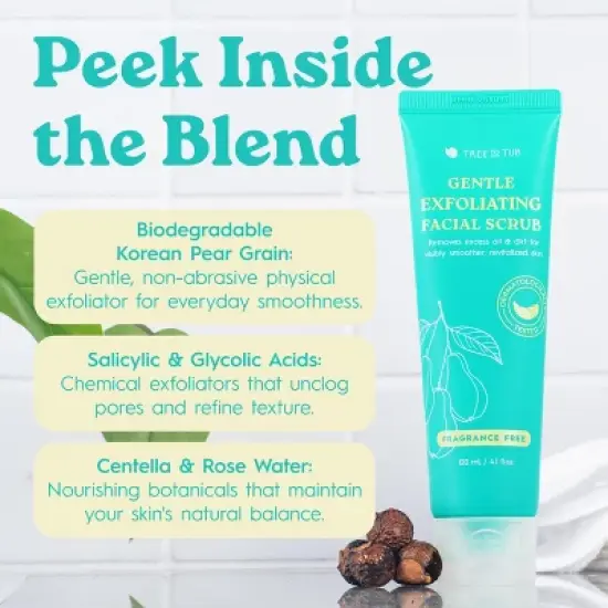 Tree To Tub Gentle Exfoliating Face Wash & Cleanser for All Skin Types-Biodegradable Micro-Exfoliators & Salicylic Acid for Radiant, Even-Looking Skin image {2}