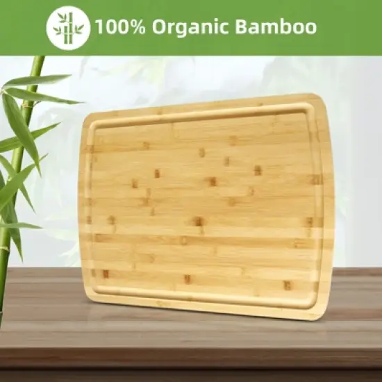 Large Bamboo Cutting Board with Juice Groove, Heat-Resistant Chopping Board, Durable Lightweight Kitchen Essential image {6}