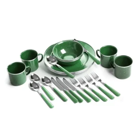 Stansport Enamel Camping Tableware Set 24 Pieces Green image {13}