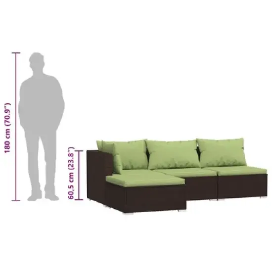 vidaXL Garden Lounge Set Brown, Green image {11}