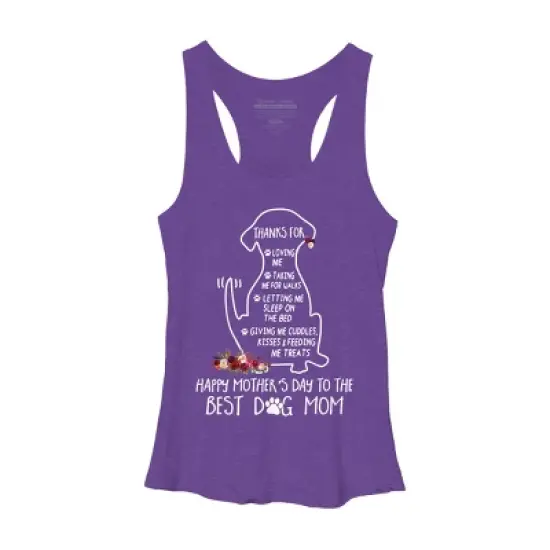 Women's Design By Humans Happy Mothers Day Best Dog Mom Thanks By MiuMiuShop Racerback Tank Top image {4}