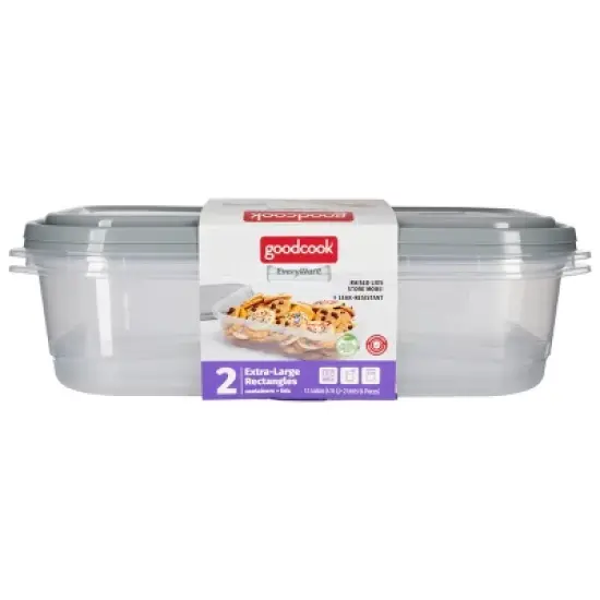 GoodCook EveryWare Rectangle Food Storage Containers - 1 Gallon - 4pcs/2ct - Gray image {8}