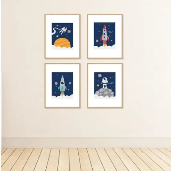 Big Dot of Happiness Blast Off to Outer Space - Unframed Rocket Ship Nursery and Kids Room Linen Paper Wall Art - Set of 4 - Artisms - 8 x 10 inches image {2}