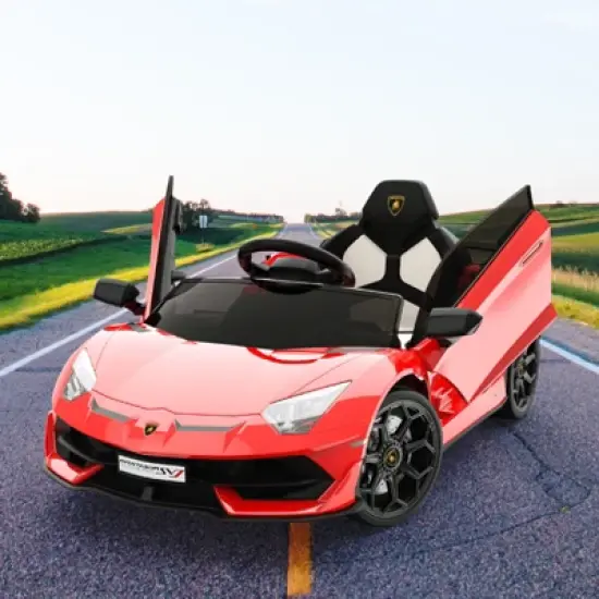 12V Licensed Lamborghini Ride-On Car Sports Car for Kids, Remote Control, LED Headlights, Hydraulic Doors, Seatbelt image {5}