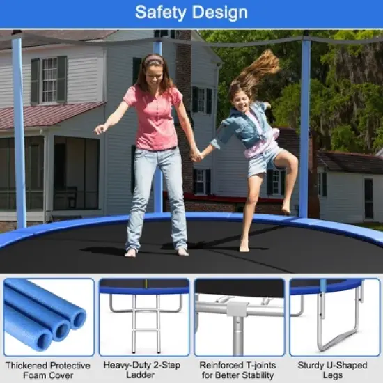 Costway 8/10/12/14/15/16FT Jumping Exercise Recreational Bounce Trampoline W/Safety Net image {6}