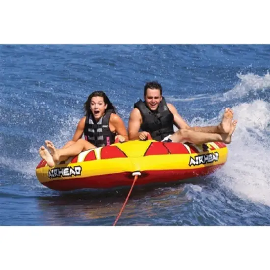 AIRHEAD AHTB-12 Turbo Blast Inflatable Double Rider Towable Lake Boat Water Tube image {1}