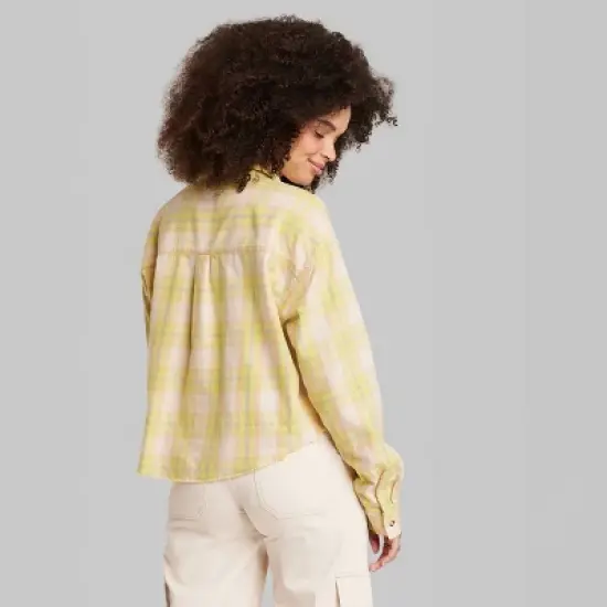 Women's Long Sleeve Cropped Button-Down Shirt - Wild Fable&trade; image {2}