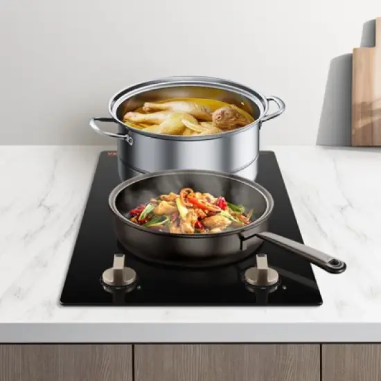 VEVOR Induction Cooktop, 3500W Electric Countertop Burner, 2 Burner Knob Control Stove, Built-in Induction Cooktop, Black image {1}