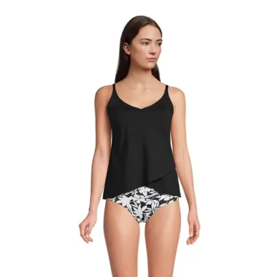 Lands' End Women's Chlorine Resistant V-Neck Tulip Hem Tankini Swimsuit Top with Adjustable Straps image {2}
