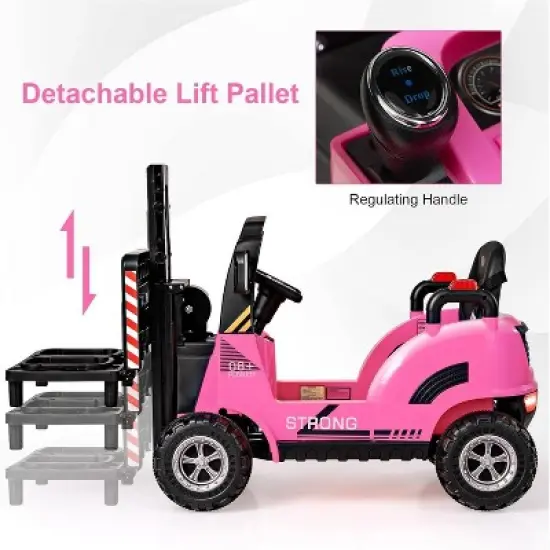 Costway Ride on Forklift 12V Kids Electric Vehicle Construction Truck with Remote Control 2 Speeds Music USB MP3 Lights image {2}