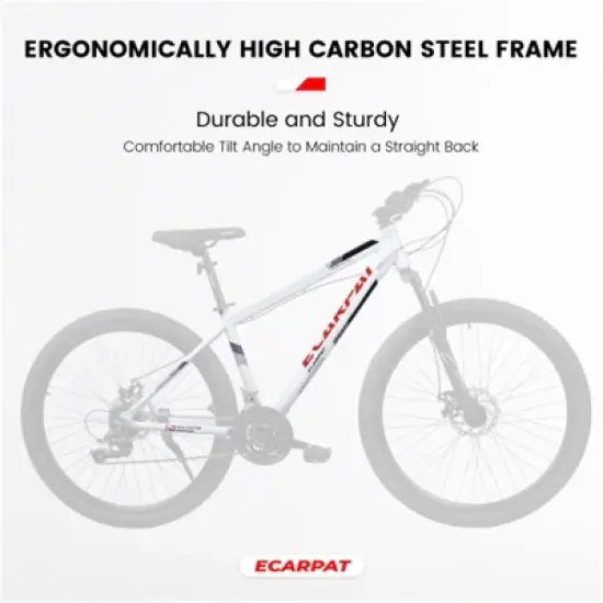 VASIP 27 Inch Mountain Bike 21 Speed, Suspension Fork, Aluminum Frame Disc Brake, Mountain biking for both men and women, White image {5}