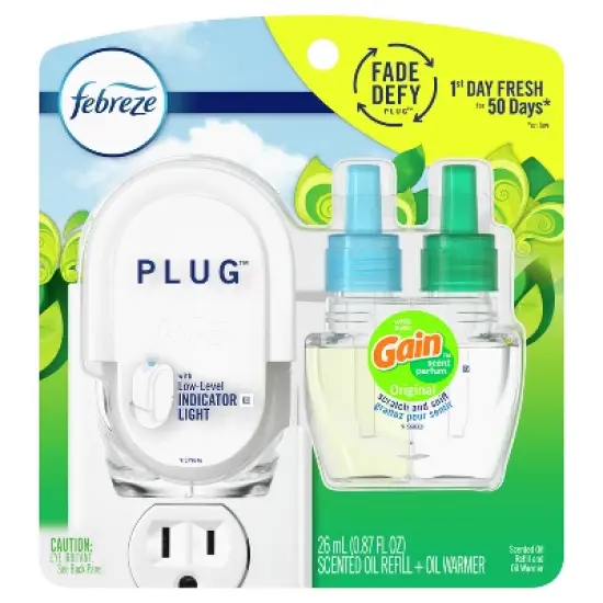 Febreze Plug Starter Kit Gain Original Air Freshener Refill - 0.87 fl oz/2ct image {1}