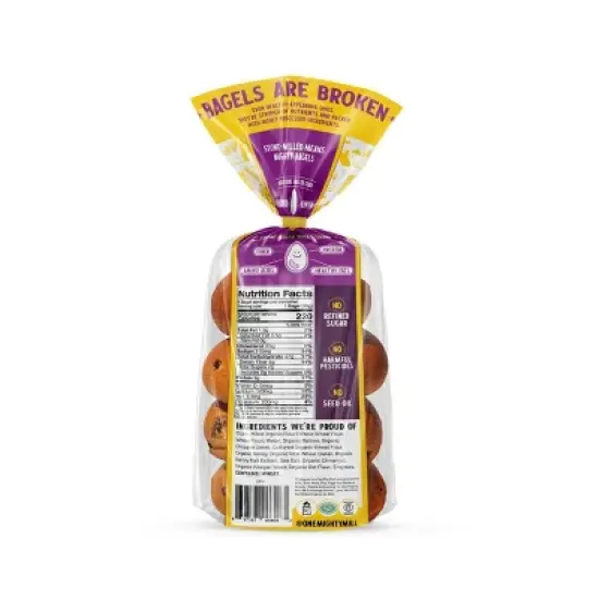 One Mighty Mill Whole Wheat Cinnamon Raisin Bagel - 4ct / 13.4oz image {1}