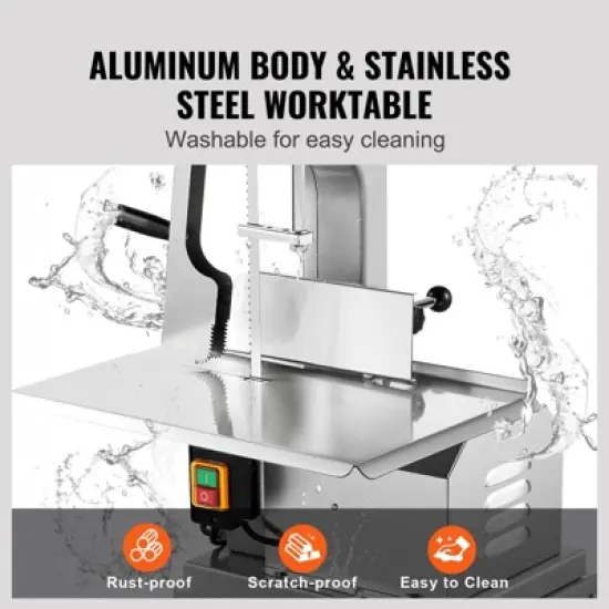 VEVOR Electric Meat Saw, 850W Stainless Vertical Cutter, 19.1"x15" Workbench, 7.09" Cutting Thickness, Includes 5 Blades image {5}