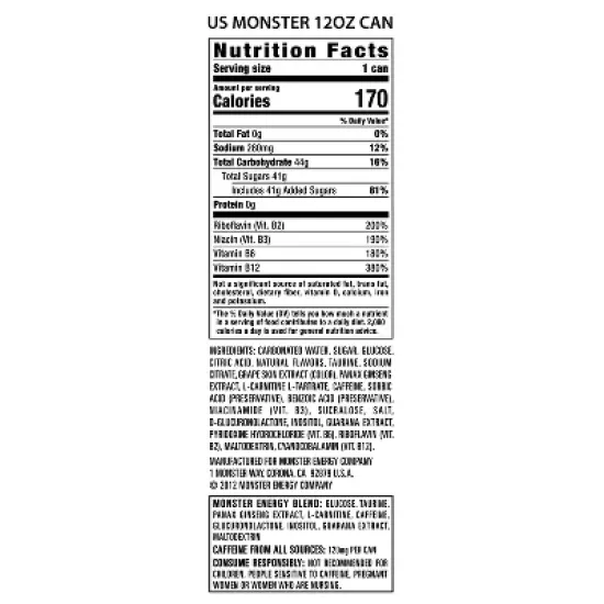 Monster Energy Original Energy Drink - 12 fl oz Can image {3}