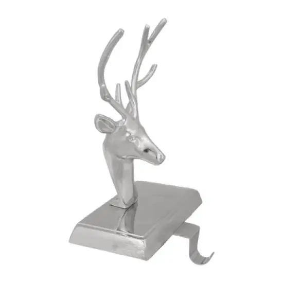 Northlight 8" Shiny Silver Deer Head Christmas Stocking Holder image {2}