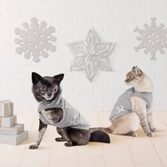 Holographic Snowflake Dog and Cat Jersey - Wondershop&trade; Heathered Gray image {4}