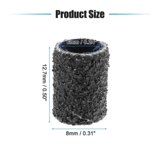 Unique Bargains Nail Drill Bits 80 Grit Sanding Bands Set 100 Pcs Black image {3}