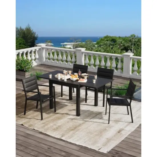 Expandable Patio Table for 4-6 Persons, Extentable Outdoor Dining Table Set 31.5&rdquo;-63&rdquo;, Aluminum Slat Frame, Rectangular image {4}