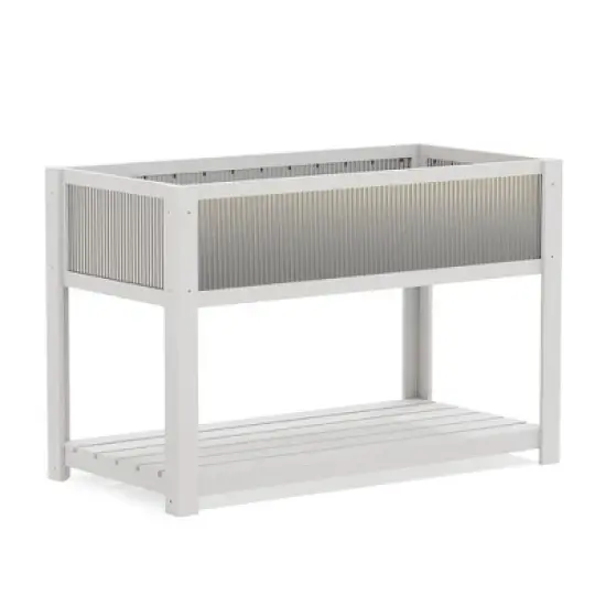 TROPOW Wooden Raised Garden for Patio, Bed Planter Box with Legs and Storage Shelf, Mobile Elevated Wood Planter image {8}