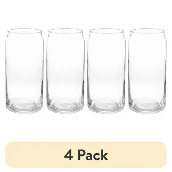 Racxily (4 pack) 20oz Clear Can Shaped Drinking Glass image {5}
