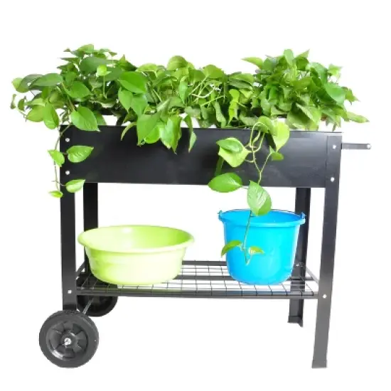 Mobile Metal Raised Garden Bed Cart with Legs, Elevated Tall Planter Box with Wheels for Outdoor Indoors House Patio Backyard Vegetables Tomato DIY image {2}