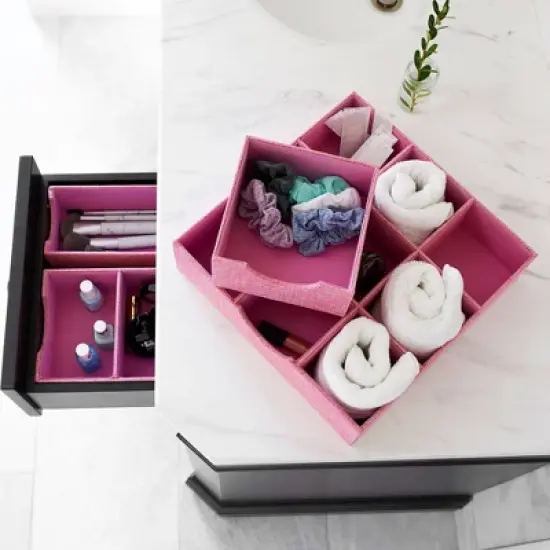 Household Essentials Set of 2 Narrow Drawer Trays Carnation Pink image {2}