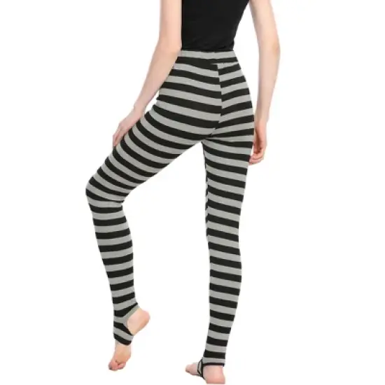 Allegra K Women's Printed Stripe High Waist Elastic Waistband Yoga Stirrup Pants 2 Packs image {4}