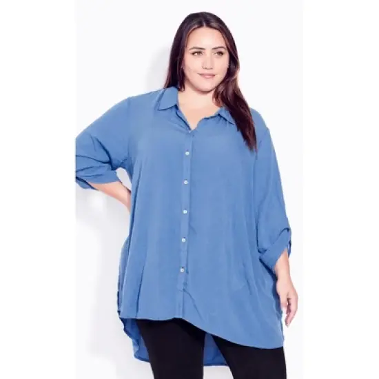 Women's Plus Size Island Breeze Tunic  - Delft Blue | EVANS image {7}