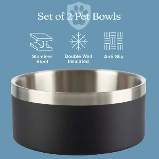 Set of 2 Dog Bowls 64oz Food and Water Bowls for Medium to Large Dogs Cats image {1}