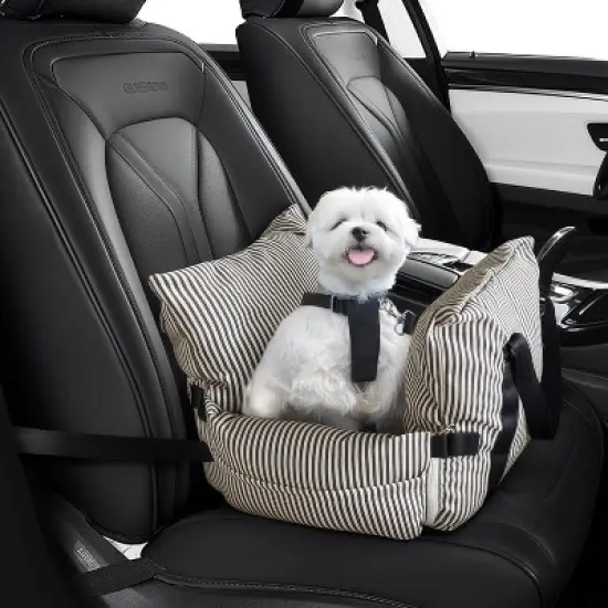 Hachikiko Versatile Pet Car Seat Bed - Expandable Dog Booster with Side Pockets & Safety Straps image {7}