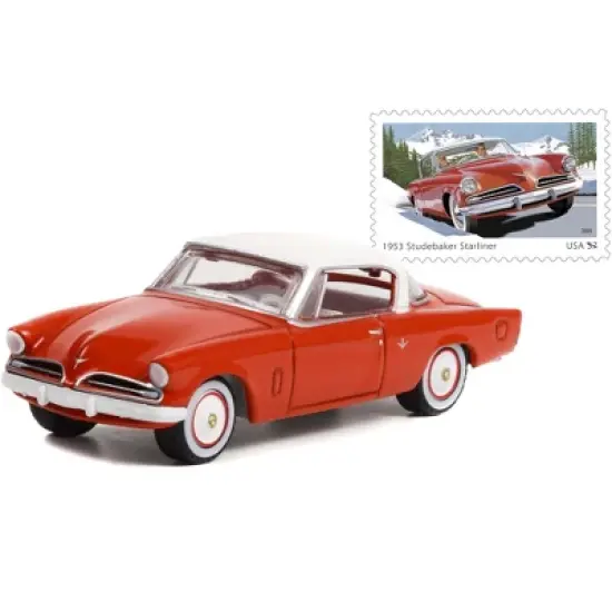 1953 Studebaker Starliner Red w/White Top USPS "America on the Move" "Hobby Exclusive" 1/64 Diecast Model Car by Greenlight image {1}