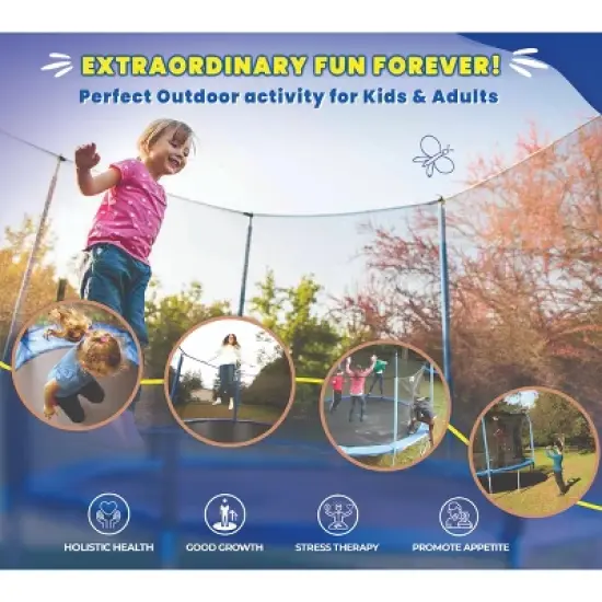 Upper Bounce Round Trampoline Set with Safety Enclosure System - Backyard Trampoline - Outdoor Trampoline for Kids - Adults image {5}
